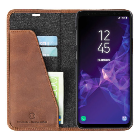 Krusell Sunne 2 Card Samsung Galaxy S9 Plus Folio Wallet Case - Cognac