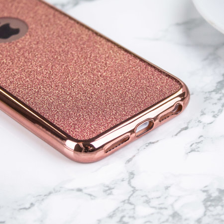 Rosé Guld iPhone SE Gelskal - Glitter