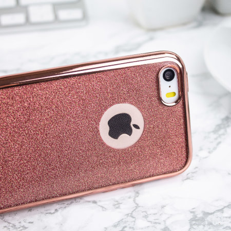 Rose Gold iPhone 5S Glitter Case - Olixar Hyper Protective Gel Design