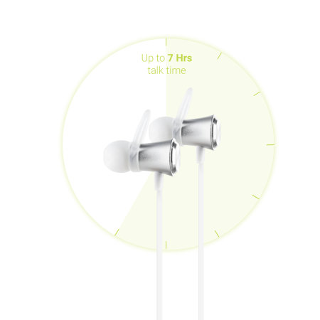 Ecouteurs Bluetooth Plug “N” Go avec micro – Blanc / Argent