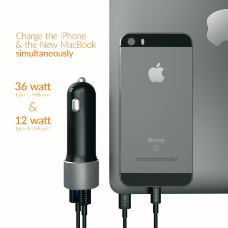 Satechi 2 Port 48W USB-C & USB Fast Charge Car Charger - Space Grey