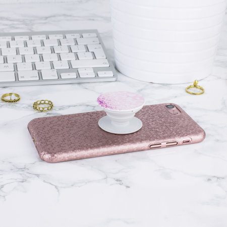 LoveCases iPhone 7 Check Yo Self Rose Gold Mosaic Case with PopSocket