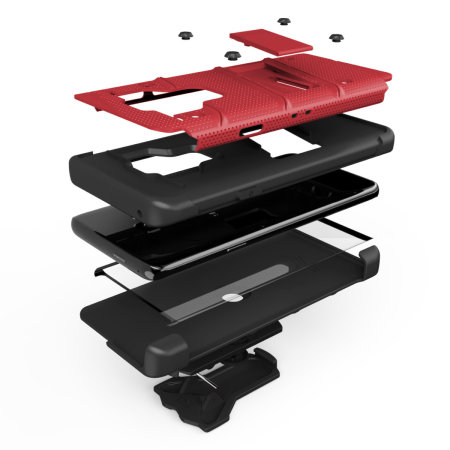 Funda Galaxy S9 Zizo Bolt Series con clip de cinturón - Rojo