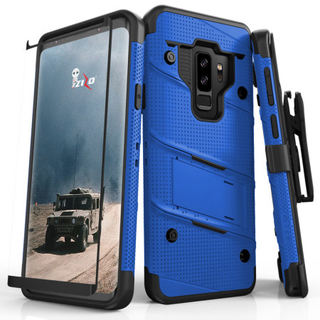 Zizo Bolt Series Galaxy S9 Plus Tough Case Hülle & Gürtelclip -Blau