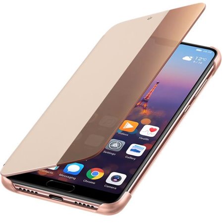 Official Huawei P20 Smart View Flip Case - Pink/ Rose Gold