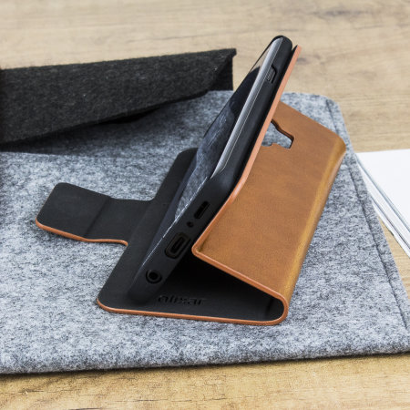 Olixar Leather-Style Motorola Moto G6 Wallet Stand Case - Tan