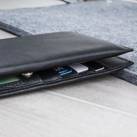 Olixar Primo Genuine Leather Alcatel 5 Pouch Wallet Case - Black