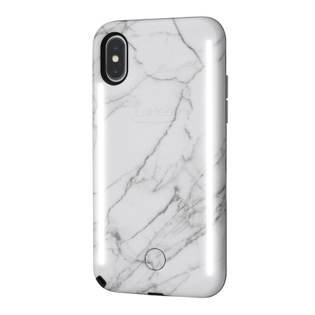 LuMee Duo iPhone X Double-Sided Lighting Case - White Marble