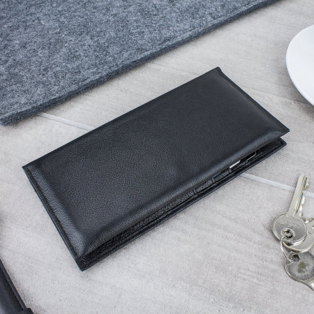 Olixar Primo Genuine Leather Alcatel 3X Pouch Wallet Case - Black