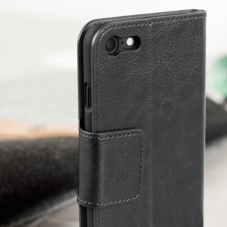 Olixar Leather-Style iPhone 7 Wallet Stand Case - Black