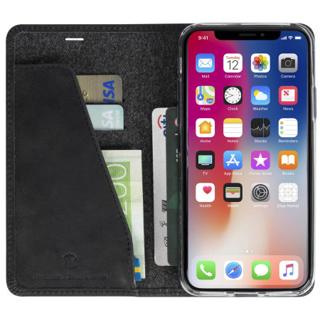 krusell sunne 4 card iphone x folio wallet case - vintage black krusell sunne 4 card iphone x folio wallet case - vintage black