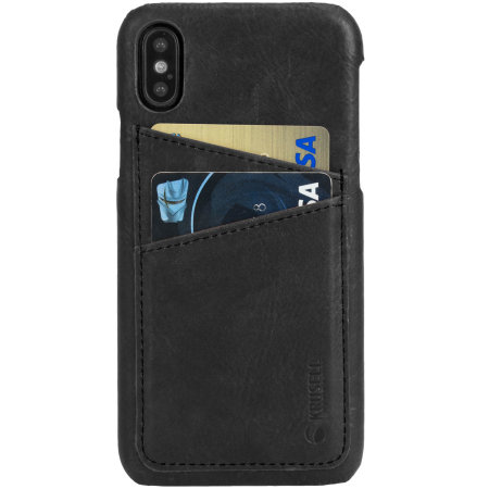 Krusell Sunne 2 Card iPhone X Leather Case - Vintage Black