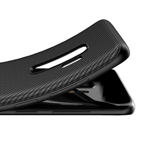 Coque Samsung Galaxy S9 Plus Olixar effet fibre de carbone – Noire