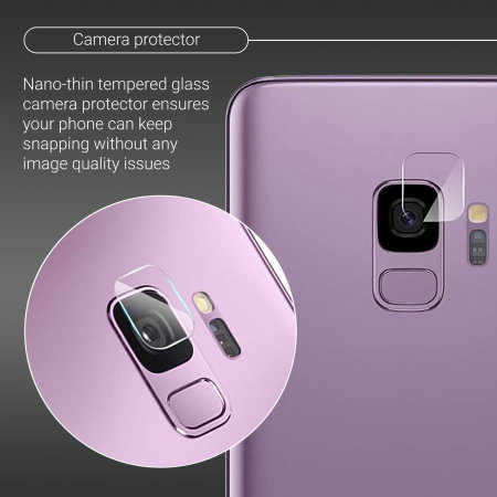 Protector Olixar Cristal Templado para la cámara de Galaxy S9 - Pack 2