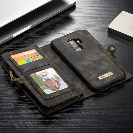 Luxury Samsung Galaxy S9 Plus Leather-Style 3-i-1 Plånboksfodral-Svart