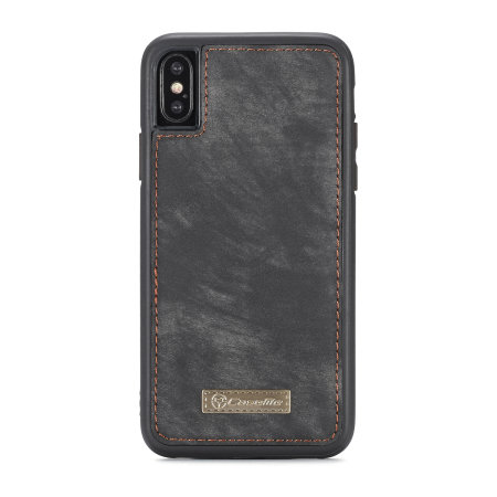 Luxury Apple iPhone X Leather-Style 3-in-1 Wallet Case - Black