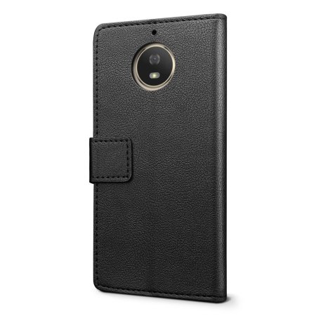Housse Motorola Moto G5S portefeuille simili cuir – Noire