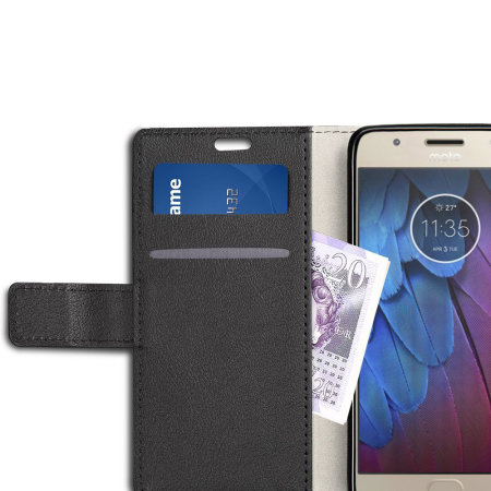 Motorola Moto G5S Leather-Style Plånboksfodral - Svart