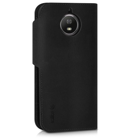 Motorola Moto G5S Genuine Leather Wallet Case - Black