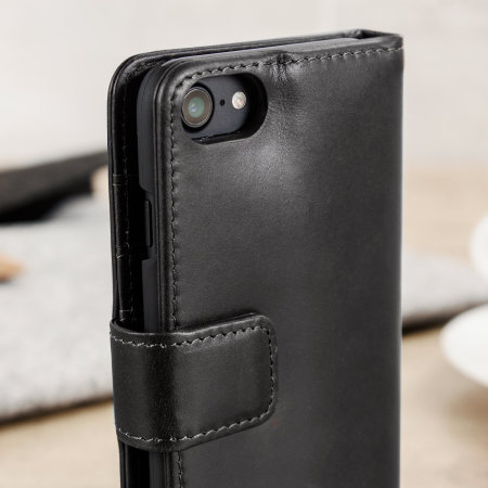 Olixar Genuine Leather iPhone 7 Wallet Case - Black