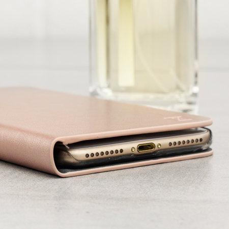 olixar leather-style iphone 7 plus wallet case - rose gold
