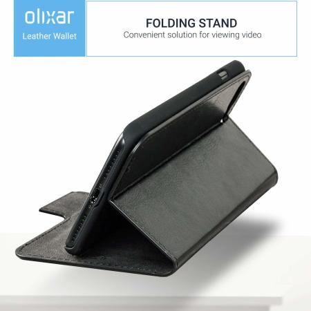 Olixar Leather-Style Neffos N1 Wallet Stand Case - Black