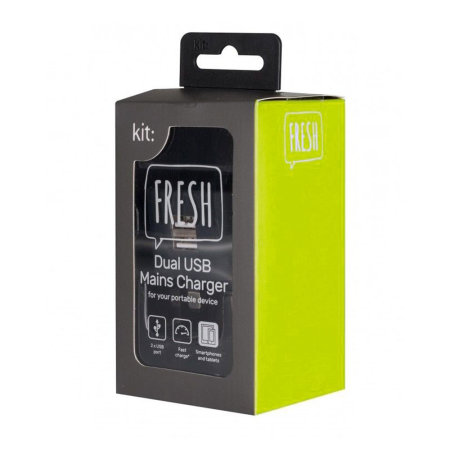Kit Fresh High Power 3.4A Dual USB Mains Charger - Black