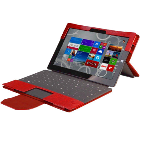 Navitech Leather-Style Microsoft Surface Pro 2017 Stand Case - Red