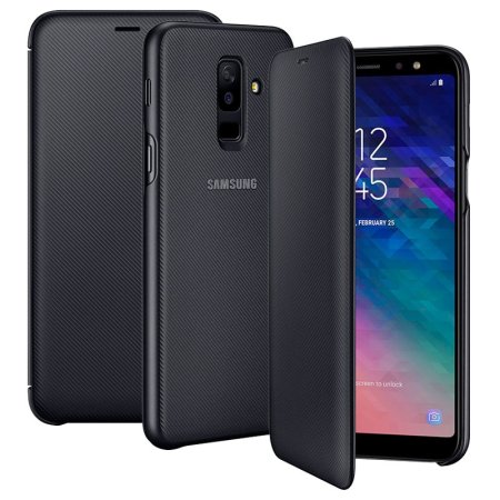 Wallet Cover officielle Samsung Galaxy A6 Plus 2018 – Noire
