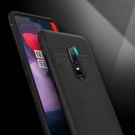 OnePlus 6 Leather-Style Thin Skal - Svart