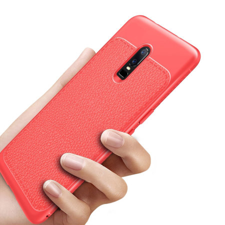 Encase OnePlus 6 Leather-Style Thin Case - Red