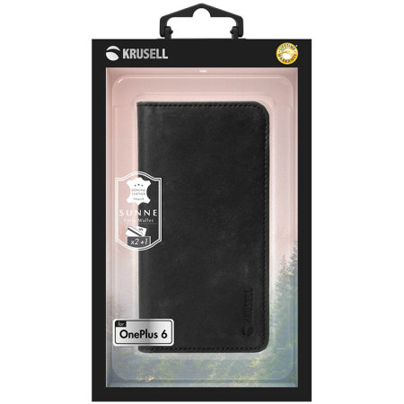 Krusell Sunne 2 Card OnePlus 6 Leather Plånboksfodral - Svart