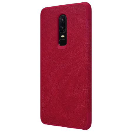 Nillkin Qin Series Genuine Leather OnePlus 6 Wallet Case - Red