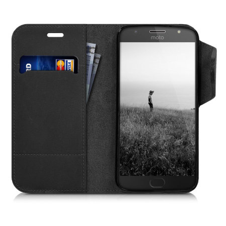 Motorola Moto G5S Plus Genuine Leather Wallet Case - Black