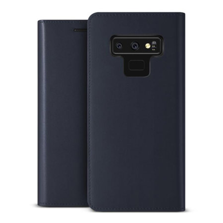 VRS Design Genuine Leather Diary Samsung Galaxy Note 9 Case - Navy