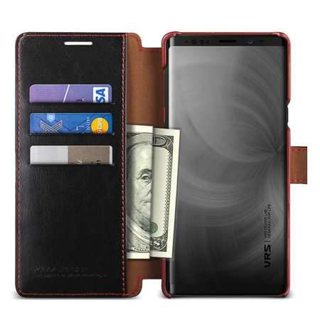 VRS Design Dandy Lederen Stijl Galaxy Note 9 Portemonnee Case - Zwart
