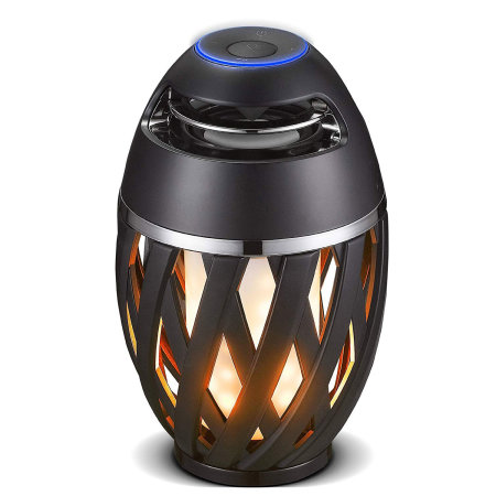 LED Flame Effect Waterproof Bluetooth Speaker Lantern - Black
