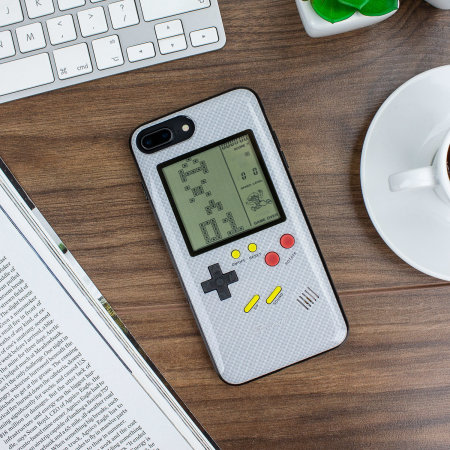 Coque iPhone 8 Plus SuperSpot Retro Game – Jeu rétro – Blanc carbone
