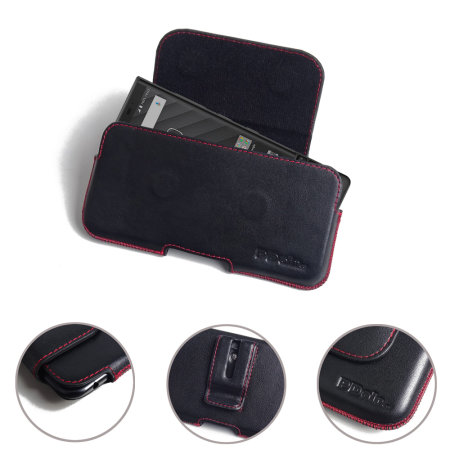 PDair BlackBerry KEY2 Lederholster Etui - Schwarz / Rot