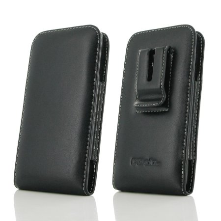 Étui en cuir BlackBerry KEY2 PDair vertical avec clip ceinture – Noir