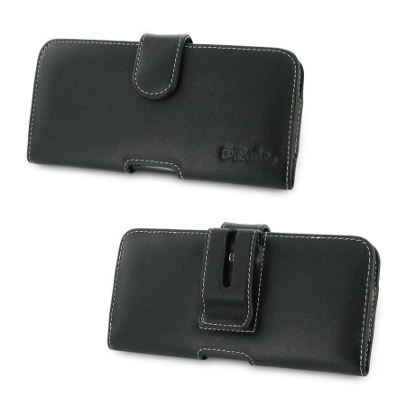 PDair Motorola Moto G6 Plus Leather Horizontal Pouch Case - Black