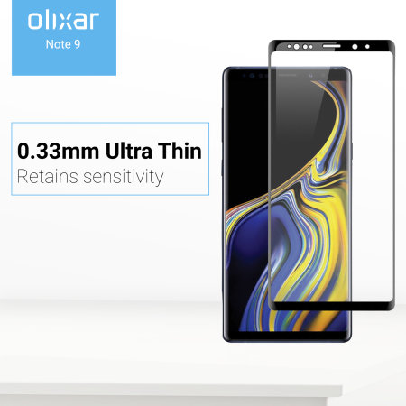 Olixar Full Cover Tempered Glas Galaxy Note 9 Displayschutz in Schwarz