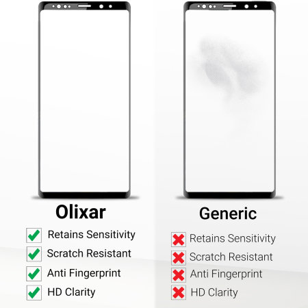 Olixar Samsung Galaxy Note 9 Full Screen Glasbeschermer - Zwart