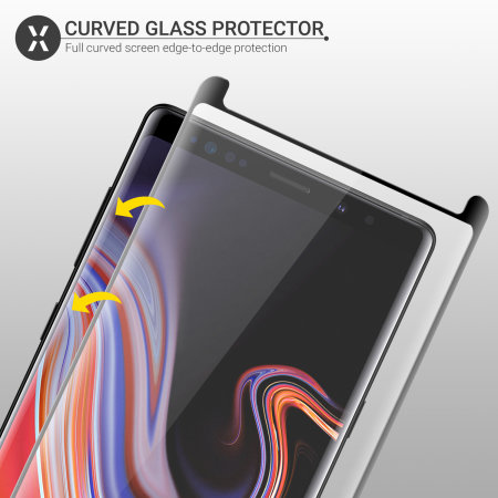 Olixar Full Cover Tempered Glas Note 9 Displayschutz (Fall kompatibel)