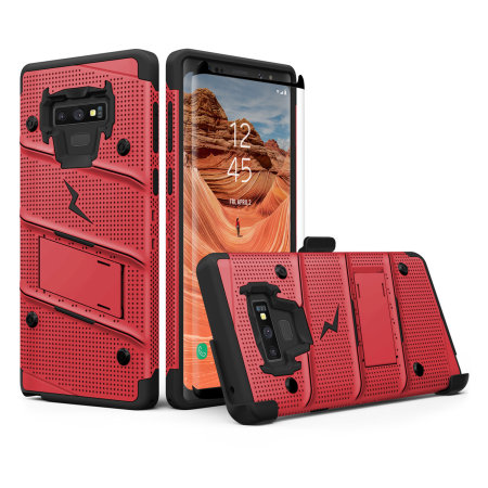 Zizo Bolt Series Note 9 Tough Case Hülle & Displayschutzfolie - Rot