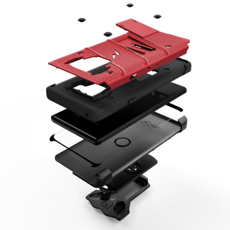 Zizo Bolt Series Note 9 Tough Case Hülle & Displayschutzfolie - Rot
