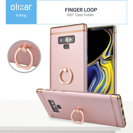 Coque Samsung Galaxy Note 9 Olixar X-Ring Finger Loop – Or Rose