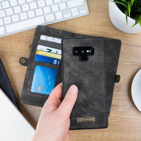 Samsung Galaxy Note 9 Leather-Style 3-in-1 Wallet Case - Black/Grey