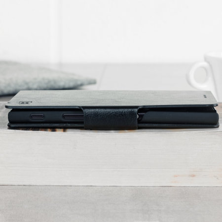 Olixar Leder-Stil Sony Xperia XA2 Plus Wallet Stand Hülle - Schwarz