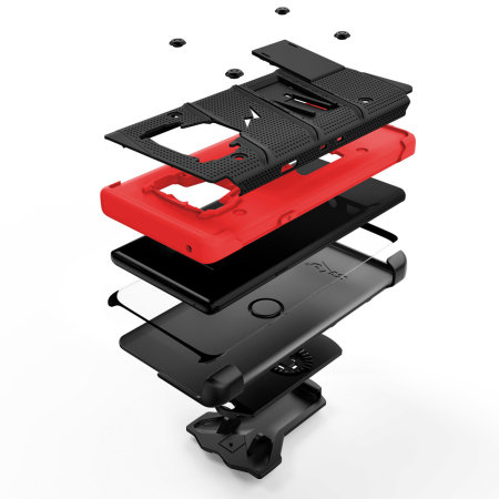 Zizo Bolt Note 9 Tough Case Hülle & Displayschutzfolie - Schwarz / Rot